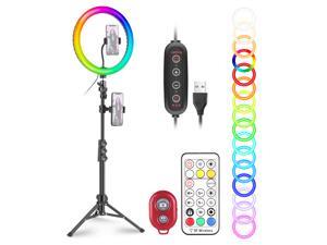 Neewer 12" RGB Selfie Ring Light with Stand, Dimmable LED Ringlight with 48-inch Tripod Stand, Phone Holder, Remote Control, 29 Colors Modes for Makeup/Live Streaming/YouTube/Tiktok/Video Shooting Neewer 12" RGB Selfie Ring Light with Stand, Dimmable LED Ringlight with 48-inch Tripod Stand, Phone Holder, Remote Control, 29 Colors Modes for Makeup/Live Streaming/YouTube/Tiktok/Video Shooting