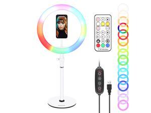 Neewer 10-inch Selfie RGB Ring Light with Remote Control, Desktop Stand, Smartphone Holder, 28 Color RGB Circle Light for Live Streaming/Makeup/YouTube Video/Zoom/Gaming (White) Neewer 10-inch Selfie RGB Ring Light with Remote Control, Desktop Stand, Smartphone Holder, 28 Color RGB Circle Light for Live Streaming/Makeup/YouTube Video/Zoom/Gaming (White)