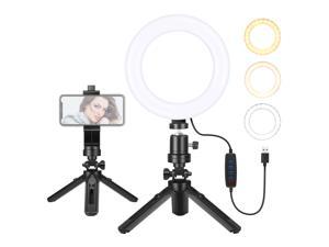Neewer Table Top 6-inch Selfie Ring Light with Tripod Stand&Phone Holder, Dimmable Video Conference Lighting 3 Light Modes for Zoom Call/YouTube Video/Makeup/Photography Compatible with iPhone/Android