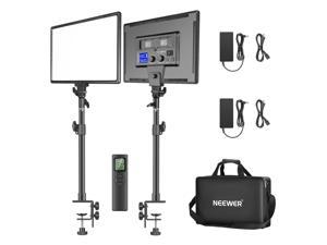Neewer Key Light Desk Mount C-Clamp Stand with 2.4G Remote Kit:2-Pack Dimmable Bi-Color 18" LED Panel 3200K-5600K 45W 4800LM CRI97+ Light for Photography Video Shooting Live Stream YouTube Game