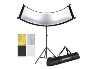 Neewer Clamshell Light Reflector with Carry Bag and 2M Light Stand, 66x24 Inch Arclight Curved Eyelighter Lighting Reflector for Portrait, Studio and Photography, Black/White/Gold/Silver Neewer Clamshell Light Reflector with Carry Bag and 2M Light Stand, 66x24 Inch Arclight Curved Eyelighter Lighting Reflector for Portrait, Studio and Photography, Black/White/Gold/Silver
