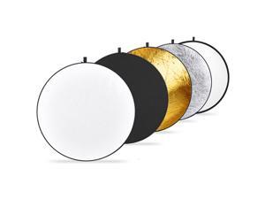 NEEWER 32-Inch 80CM Portable 5 in 1 Translucent, Silver, Gold, White, and Black Collapsible Round Multi Disc Light Reflector for Studio or any Photography Situation NEEWER 32-Inch 80CM Portable 5 in 1 Translucent, Silver, Gold, White, and Black Collapsible Round Multi Disc Light Reflector for Studio or any Photography Situation