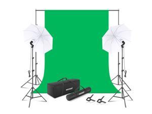 Neewer Photography Backdrop 400W 5500K Continuous Umbrella Studio Lighting Kit 6x9 feet Muslin Chromakey Green Screen and 2.6x3 Meters/8.5x10 Feet Backdrop Stand Support System for Photo Video Shoot