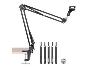 Neewer Microphone Arm, Mic Arm Microphone Stand Boom Suspension Scissor Stand with 3/8" to 5/8" Screw Adapter and Cable Ties Compatible with Blue Yeti, Snowball, Yeti X and Other Mics, Max Load 1.5KG