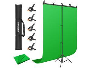 Neewer Green Screen Backdrop Stand Kit, 5x8ft Chromakey Green Photography Background with 5x6.6ft T-Shape Backdrop Stand, 5 Clamps and Carrying Bag for Gaming/YouTube/Video Conferencing/Photography