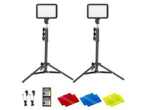 Neewer 2-Pack Video Conference Light Kit, 22W 3200K~5600K Dimmable LED Video Light with Remote Control, 50” Light Stand and Color Filter for Zoom Calls, Remote Working, Vlog, Live Streaming, Gaming