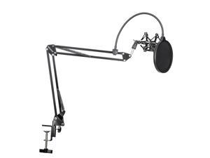 Neewer® NB-35 Microphone Suspension Boom Scissor Arm Stand with Mic Clip Holder and Table Mounting Clamp & NW(B-3) Pop Filter Windscreen Mask Shield & Metal Microphone Shock Mount Kit