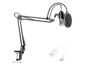Neewer NW-800 Condenser Microphone (Black/Silver)Kit with USB Sound Card Adapter,Adjustable Suspension Scissor Arm Stand,Shock Mount,Pop Filter for Studio Recording Broadcast YouTube Live Periscop Neewer NW-800 Condenser Microphone (Black/Silver)Kit with USB Sound Card Adapter,Adjustable Suspension Scissor Arm Stand,Shock Mount,Pop Filter for Studio Recording Broadcast YouTube Live Periscop