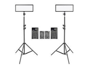 Neewer 2 Packs Super Slim LED Video Light with Light Stand Photography Lighting Kit, 3200K-5600K Bi-Color Dimmable LED Panel, Li-ion Battery and Charger for Camera Photo Portrait Children Shooting Neewer 2 Packs Super Slim LED Video Light with Light Stand Photography Lighting Kit, 3200K-5600K Bi-Color Dimmable LED Panel, Li-ion Battery and Charger for Camera Photo Portrait Children Shooting