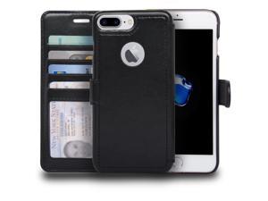NAVOR Fashion Design Ultra Slim  Light Flip Wallet case with Apple Window View for iPhone 7 Plus Black IP7PZS2BK