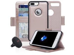 Navor Car Mount and iPhone 7 Plus Detachable Magnetic Housing Wallet Case RFID Protection Apple Logo Hole Vajio Se