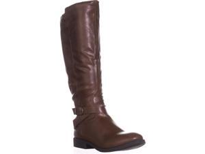 SC35 Madixe Wide-Calf Riding Boots, Cognac, 10 US