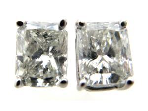 Radiant Diamond Stud Earrings 14k White Gold 121 Ct K Color SI Clarity