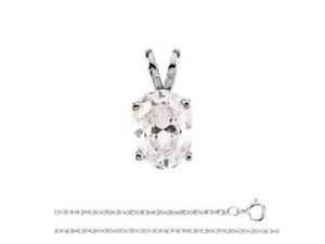 Oval Diamond Solitaire Pendant Necklace 14k White Gold (0.72 Ct, E Color, I1 Clarity) GIA Certified