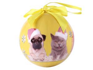 Cue Cue Pet Festive Ready to Hang Holiday Cat and Pug Ball Ornament Cue Cue Pet Festive Ready to Hang Holiday Cat and Pug Ball Ornament