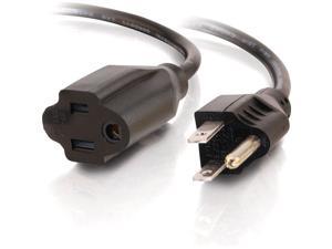C2G 03116 18 AWG Outlet Saver Power Extension Cord - NEMA 5-15P to NEMA 5-15R, TAA Compliant, Black (10 Feet, 3.04 Meters)
