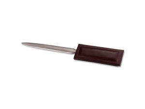 A3627 Letter Opener - Dark Brown Bonded Leather Handle Silver Blade
