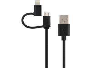 V7 LTMCUSB1M-BLK-2NC 1M 2 In 1 Lightning Micro USB Cable MFI Certified 8Pin