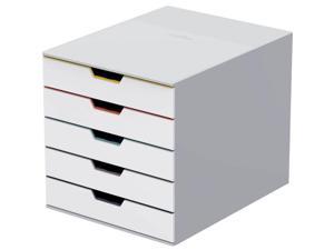 DURABLE VARICOLOR MIX 5 Drawer Desktop Storage Box, White/Multicolor