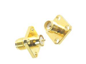 1pce Connector SMA female jack 4-holes flange solder cup desk mount 1pce Connector SMA female jack 4-holes flange solder cup desk mount