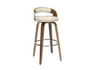 OFM 161 Collection Mid Century Modern 30" Low Back Bentwood Frame Swivel Seat Stool with Vinyl Back and Seat Cushion, in Walnut/Ivory (161-WV30C-IVY) OFM 161 Collection Mid Century Modern 30" Low Back Bentwood Frame Swivel Seat Stool with Vinyl Back and Seat Cushion, in Walnut/Ivory (161-WV30C-IVY)
