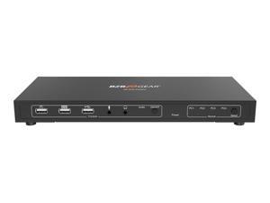 BZBGEAR 4X1 KVM Switch with USB2.0 Ports for Peripherals and 3.5mm Jacks for Audio Support