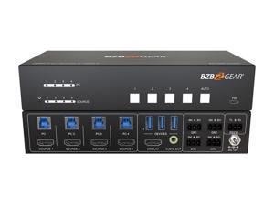 BZBGEAR 4-Port 4K 18Gbps UHD Conference Room HDMI/USB 3.0 KVM Presentation Switcher