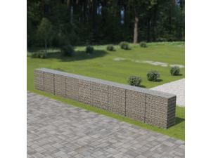 vidaXL Gabion Wall with Covers Galvanized Steel 354"x19.7"x39.4" Garden Fence