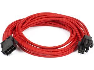 Phanteks 8 to 8 (4+4) Pin M/B Premium Sleeved Extension Cable 19.68" Length, Red(PH-CB8P_RD)