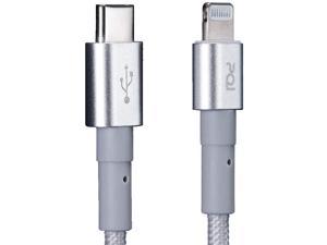PQI MFi Certified Apple iPhone Charger Cable -Nylon Braided USB C to Lightning Cable - 3.3ft (100cm) Arctic Silver Charging Cord - Compatible with Apple iPhone 12 Pro Max, 11, and More