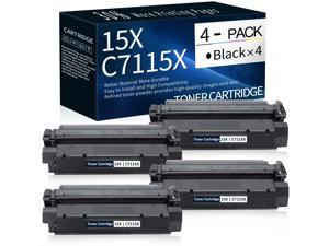 4 PK Black 15X | C7115X High Yield Toner Cartridge Replacement for HP Laserjet 1000 1150 1005W 1200n 1200se 1220 1220se ; Laserjet 3300 MFP 3320 MFP 3320n MFP 3380 MFP Printer Toner.