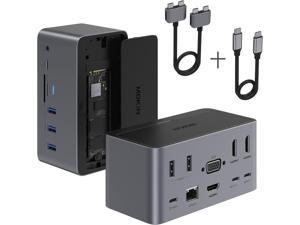 Docking Station, 18in1 USB C Docking Dtation for Windows/MacBook Pro/Air/Thunderbolt 3 Dock with SSD Enclosure 3 HDMI DP100W PD3.0 RJ45 SD/TF Card Reader Audio&Mic 5 USB Ports.