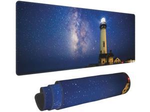 Lighthouse Milky Way Lighthouse Large Mouse Pad 31.5 X 11.8in Long Extended Non Slip Rubber Multipurpose Work Game Office
