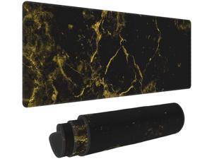 Abstract Black and Gold Marble Large Mouse Pad 31.5 X 11.8in Long Extended Non Slip Rubber Multipurpose Work Game Office
