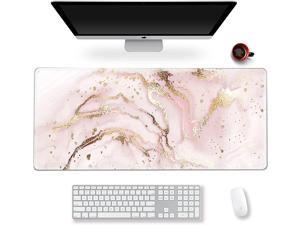 Extended Gaming Mouse Pad XXL ArtSo Large Keyboard Mat Long Mousepad Desk Decor Writing Pad Non Slip Rubber Base Stitched Edges for Work Game Office Home 35.1 x 15.7  Pink Marble