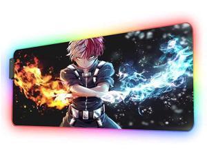 RGB Gaming Mouse pad Anime Todoroki Custom Design Mousepad Mouse Pads with Non-Slip Rubber Base Stitched Edges Mouse mat Washable Desk pad for Computer Keyboard mice Laptop & PC 31.5x11.8 inch
