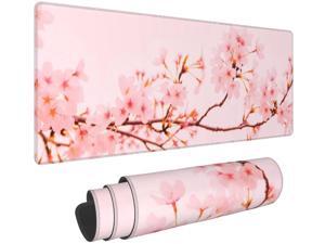 Sakura Large Mouse Pad for Retouching Cherry Blossom Square Long Cute Gaming Mat Anime Computer Game Keyboard Pad Extended 3D Painting Full Desk Mousepad Japanese Kawaii Pink Mouse Mat for Women XXL