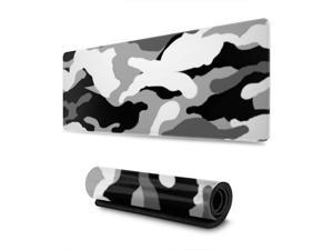 Camouflage White Black Design Pattern XXL XL Large Gaming Mouse Pad Mat Long Extended Mousepad Desk Pad Non-Slip Rubber Mice Pads Stitched Edges (31.5x11.8x0.12 Inch)