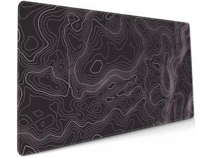 Large Gaming Mouse Pad Topographic Map Lines Contour Geographic Computer Keyboard Mouse Mat Desk Pad Non-Slip Desk Mat for Home Office Gaming Work, 35.4x15.7 in