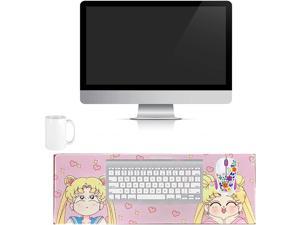 Estroic Sailor Moon Elegant Custom Mouse Pad Non Slip Rubber Base, Water Resistant Mousepad Mats Case Anime Mouse Mat for Home Office Computer Gaming Mousepad, Large Size 31.5inch x12inch x0.12, Pink