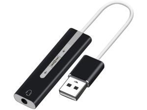 MOHALIKO USB Sound Card, External USB Audio Adapter Sound Card, 2 in 1 External Sound Card USB to 3.5mm 7.1 Audio Earphone Microphone Adapter for PC, Laptops, Desktops,Plug and Play Black