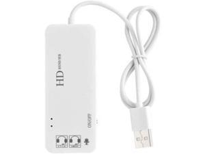 MOHALIKO USB Sound Card, External USB Audio Adapter Sound Card, 7.1 Channel 3 USB Ports External Sound Card Hub Audio Mic Adapter for PC, Laptops, Desktops,Plug and Play White