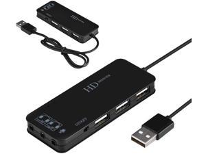 MOHALIKO USB Sound Card, External USB Audio Adapter Sound Card, 7.1 Channel USB2.0 Hub External Sound Card Audio Adapter Headphone Mic Converter for PC, Laptops, Desktops,Plug and Play Black
