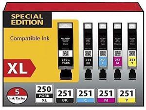 Inkjetsclub Compatible Replacement for Canon PGI250 XL & CLI251 XL Combo Pack Printer Ink Cartridges - Works Great with Canon PIXMA MX922, MG5520, MG7520 and More Printers (5 Pack Canon PGI 250 Ink)