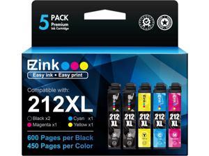 EZ Ink TM Remanufactured 212XL Ink Cartridge Replacement for Epson 212 T212 XL to use with XP4100 XP4105 WF2830 WF2850 Printer New Upgraded Chips 2 Black 1 Cyan 1 Magenta 1 Yellow 5 Pack