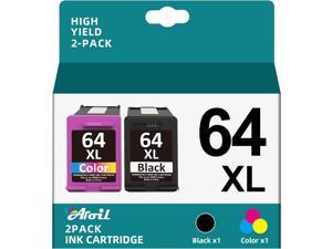 64XL Ink Cartridges Combo Pack Replacement Compatible Ink 64 XL 64XL to Work with HP Envy Photo 7858 7855 7155 6255 6252 7120 6232 7158 7164 Envy Inspire 7950e Printers 1 Black 1 TriColor
