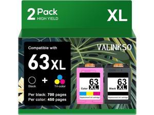 Valinkso Remanufactured 63xl Ink Cartridge Combo Pack Replacement Ink 63 XL Work with HP Officejet 3830 4650 4652 4655 5252 5255 Envy 4520 4512 Deskjet 1112 2132 3630 1 Black 1 TriColor
