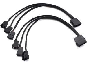 SDTC Tech Molex to Fan Power Splitter Cable, 2 Pack 4-Pin IDE to 3X 4-Pin Fan Connector Black Sleeved Y Type Extension Power Cable Compatible with 3-Pin/4-Pin PC Case Fans - 27 cm / 10.5 inch SDTC Tech Molex to Fan Power Splitter Cable, 2 Pack 4-Pin IDE to 3X 4-Pin Fan Connector Black Sleeved Y Type Extension Power Cable Compatible with 3-Pin/4-Pin PC Case Fans - 27 cm / 10.5 inch