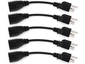 6-Inch Power Extension Cable 5-Pack Outlet Saver 18 AWG