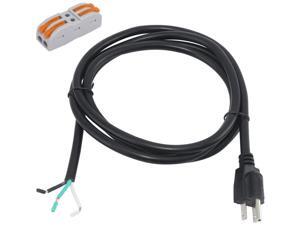 Power Cord Pigtail 16AWG 3 Prong 6 Feet Open End 3 Wire Heavy Duty SJT 16 Gauge Power Supply Cord 120V AC NEMA 5-15P, Replacement Power Cable 13A, 1625W at 125VAC Power Cord Pigtail 16AWG 3 Prong 6 Feet Open End 3 Wire Heavy Duty SJT 16 Gauge Power Supply Cord 120V AC NEMA 5-15P, Replacement Power Cable 13A, 1625W at 125VAC